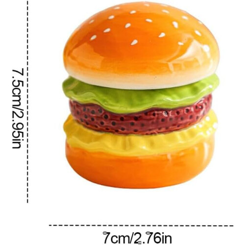 (Yellow, 1pcs) Ceramic Hamburger Toothpick Holder, with Lid, Kitchen Decor 2