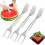 (Silver, 3pcs) Coupe-pastèque fourchette 2en1 inox, pour mangue pitaya, camping 1