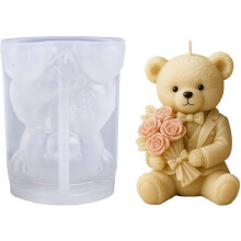 (Groom Bear, 1pcs) 2 Silicone Candle Molds, 3D Wedding Bear, for Resin
