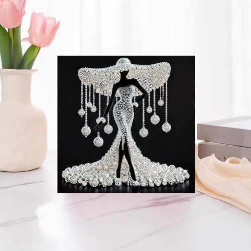 (StyleF, 1set) Elegant Lady Diamond Art Kit, 5D, 12x12inch, Beginner 1