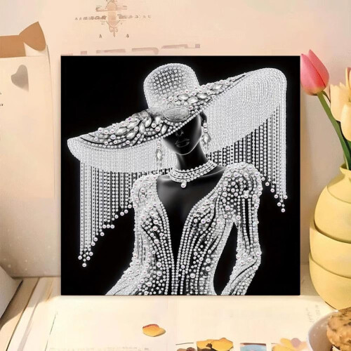 (StyleF, 1set) Elegant Lady Diamond Art Kit, 5D, 12x12inch, Beginner 2