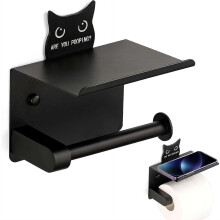 (Black, 1Pcs) 3 suporturi hârtie igienică pisică, baie