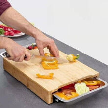 Bamboo Cutting Board with 2 Slide Out Tray Drawers,Catches Food and Waste,Keep Meal Prep Organized with Bamboo Wooden Ch