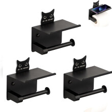 (Black, 3Pcs) 3 suporturi hârtie igienică pisică, baie