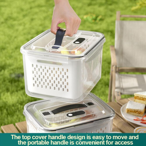 (S+M+L+XL, 4Pcs) Fruit Storage Containers for Fridge, Removable Colander 2