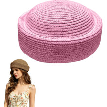 (Pink, color_name) Beretă paie împletită, soare, nuntă