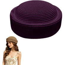 (Purple, color_name) Beretă paie împletită, soare, nuntă