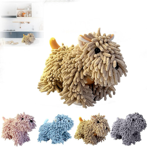 (Brown, -) Prosop câine chenille, moale, cadou