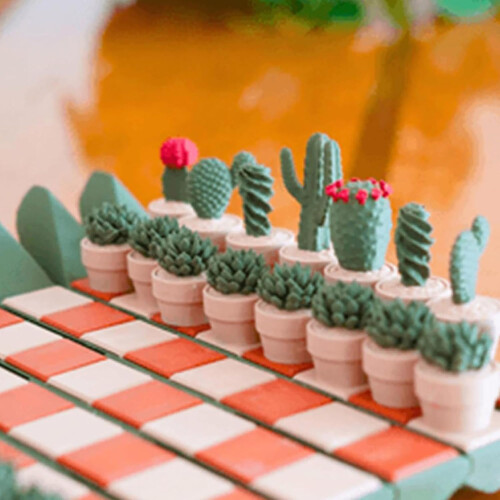 (Green, -) Cactichess Advanced Roll up Cactus Chess Set, Portable 2
