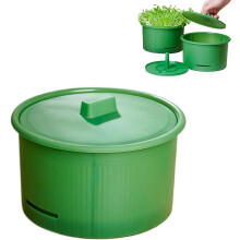 (Green, Small) Ronde kiemlade met deksel en fijn gaas, zonder aarde - voor taugé en microgroenten