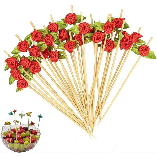 (Red, 100pcs) 100 scobitori trandafir, aperitiv