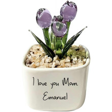 (Purple, 1 pcs) Vaso personalizzato mamma nonna, citazione, vetro fiore, festa mamma