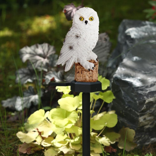 (White, 1pcs) Ulko aurinko pöllö seiväs valo
