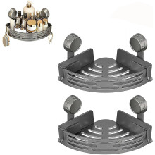 (Silvery, double-layer) Driehoekige zuignap hoekplanken, geen boren, met handdoekrek - voor badkamer