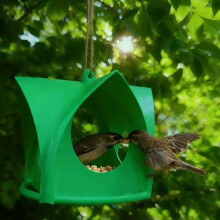 (green, 1pcs) Vogelfutterhaus hängend, wetterfest, mit Regenbogenüberdachung