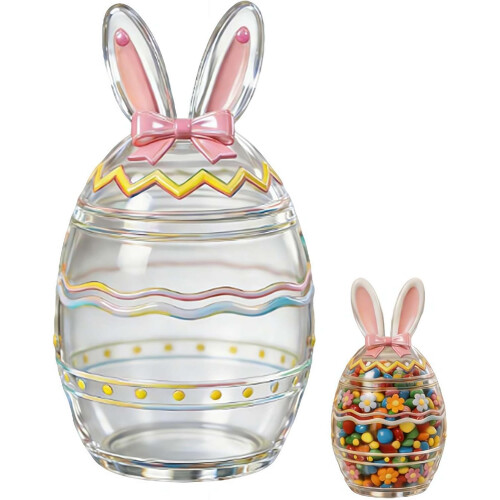 (egg, 1pcs) Borcan bomboane iepuraș sticlă, Paște