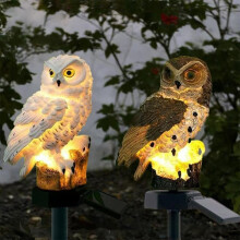 (white+brown, 2pcs) Zewnętrzna słoneczna lampa ogrodowa sowa, wodoodporna, ciepła biała, automatyczne włączanie/wyłączanie