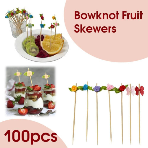 (Pink Bow, 100pcs) 100 scobitori trandafir, aperitiv 1