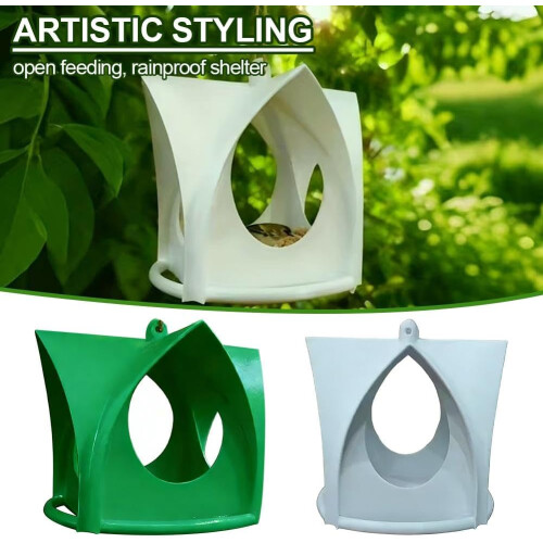 (white, 1pcs) Vogelfutterhaus hängend, wetterfest, mit Regenbogenüberdachung 1