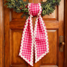 (Pink, 1pcs) Karierrter Kranz Sash mit Rüsche, 137 cm, für Haustür & Ostern