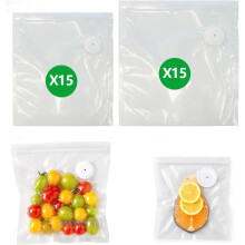 (15S+15L, -) 30 genanvendelige vakuum forsegler poser med luftventil, food saver poser til sous vide, måltidsforberedelse & madopbevaring
