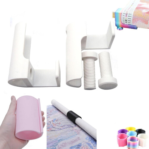 (White, -) 3D-Printed Diamond Art Scroll Kit, Stand, Table Clamps