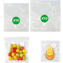 (10S+10L, -) 30 genanvendelige vakuum forsegler poser med luftventil, food saver poser til sous vide, måltidsforberedelse & madopbevaring