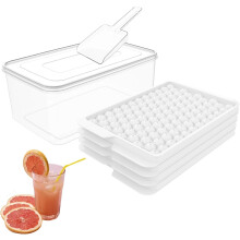 (White, -) 4-pack mini ijsblokjes vorm voor vriezer, kiezelsteen ijsmaker met bak en schepje - wit, voor cocktails