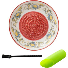 (White, -) 2026 Handgefertigte Keramik Knoblauchreibschale, 11,7 cm, multifunktional (Rot)