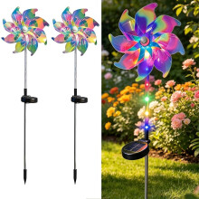(White*2, -) Magische holographische Regenbogen Solar Windrad Lichter, 2 Stück, für Garten (Weiß*2)