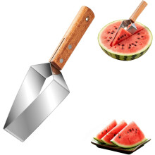 (Silver, -) 2026 New Triangle Watermelon Cutter Slicer Tool, Stainless Steel with Wooden Handle, Multifunctional Fruit Cutter for Ki