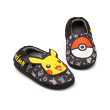 (3 UK Child) Pokemon Slip On Loafer Slippers (Boys Black)