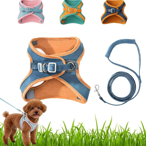 (Orange, Medium) Escape-Proof Cat Harness & Leash Set, Breathable, Adjustable