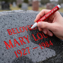 (Red, -) Tombstone Marker Pen for Restoring Faded Grave Inscriptions, Waterproof Stone Touch-Up Pen with Strong Coverage, Perfect