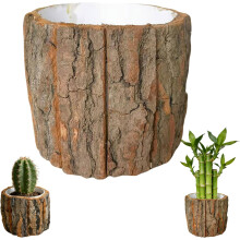 (Brown-4x4.8inch, -) Vaso tronco corteccia rustico, impermeabile, succulente, fattoria