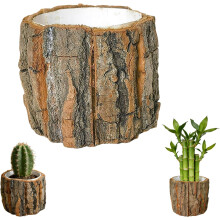 (Brown-3.2x3.5inch, -) Vaso tronco corteccia rustico, impermeabile, succulente, fattoria