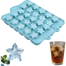 (Blue*2, -) 15-Cavity 3D Star Silicone Mold, for Chocolate, Cake, Ice