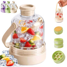 (Beige, -) 2-in-1 Transparent Water Bottle Ice Maker with Tray, Handle