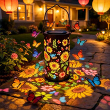 (Colorful, -) Kolorowa słoneczna lampion ogrodowy, 2026 słoneczne światła słonecznik, wodoodporne wiszące
