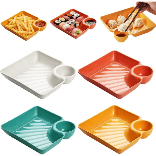 (4 Colors, -) 4 farfurii separate sos, plastic