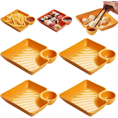 (Yellow, -) 4 farfurii separate sos, plastic