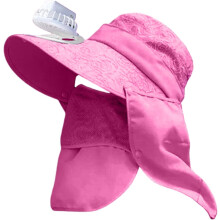 (Red, color_name) Solar Hut mit Ventilator für Damen, UPF 50+, breite Krempe, USB wiederaufladbar