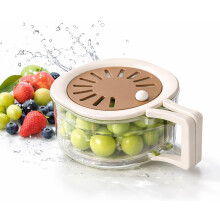 (Coffee, -) 2-in-1 Abtropf- & Aufbewahrungskorb, mit Deckel, für Obst & Gemüse (Pink)