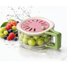 (Pink, -) 2-in-1 Abtropf- & Aufbewahrungskorb, mit Deckel, für Obst & Gemüse (Pink)