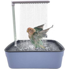 (Dark Blue, -) Bain oiseau automatique cage, fontaine douche, pour perroquets