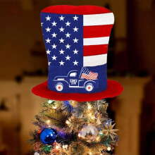 (Style3, 1PCS) Punta albero cappello Uncle Sam patriottico, rosso bianco blu, 4 luglio