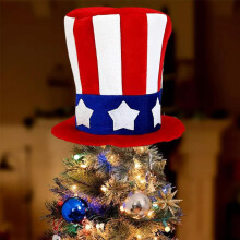 (Style1, 1PCS) Punta albero cappello Uncle Sam patriottico, rosso bianco blu, 4 luglio