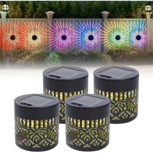 (Black1, 4pcs) 4 dekoracyjne słoneczne światła mandala, na zewnątrz, wodoodporne na ogrodzenie (duplikat 1623?)