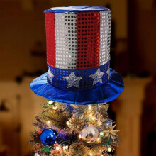 (Style2, 1PCS) Punta albero cappello Uncle Sam patriottico, rosso bianco blu, 4 luglio