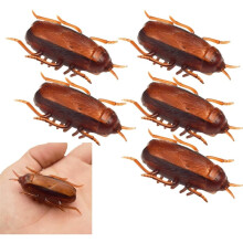 (Brown, 5pcs) Electronic Toy Vibrating Funny High Simulation Battery Powered Plastic False Cockroach Toy for Prank Fun,Gifts for Famil